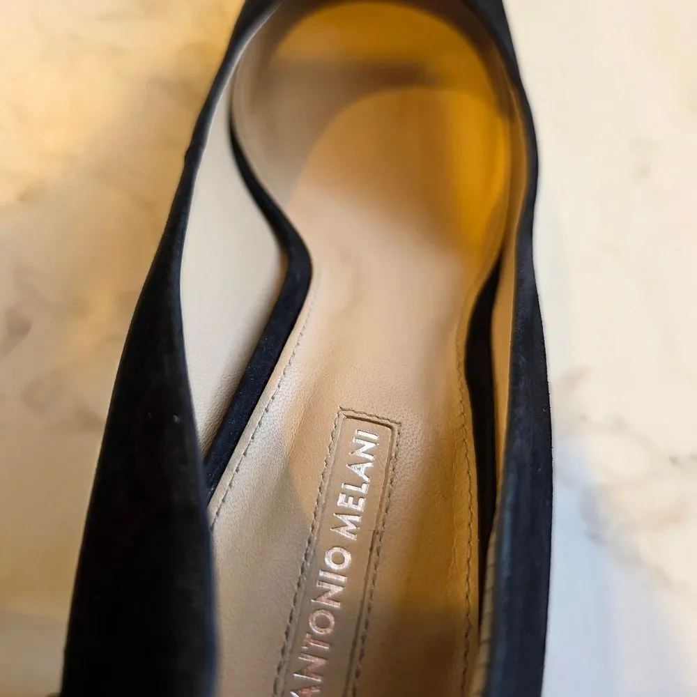 Antonio Melani Black Suede Pointed-Toe Heels